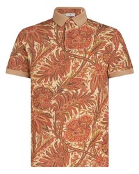 Мужская коричневая футболка-поло с цветочным принтом от Etro