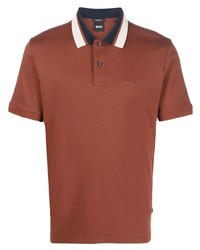 Мужская коричневая футболка-поло от BOSS