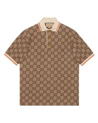Мужская коричневая футболка-поло от Gucci