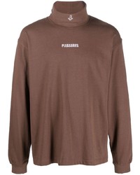 Мужская коричневая футболка с длинным рукавом с принтом от Pleasures