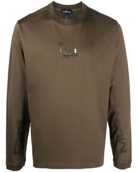 Мужская коричневая футболка с длинным рукавом с принтом от Stone Island Shadow Project