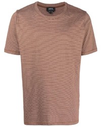 Мужская коричневая футболка с круглым вырезом в горизонтальную полоску от A.P.C.