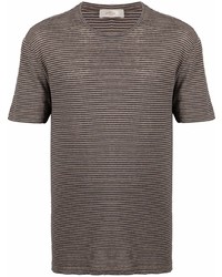 Мужская коричневая футболка с круглым вырезом в горизонтальную полоску от Altea