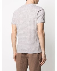 Мужская коричневая футболка с круглым вырезом в горизонтальную полоску от Brunello Cucinelli