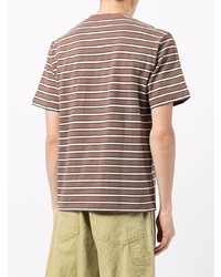 Мужская коричневая футболка с круглым вырезом в горизонтальную полоску от Danton