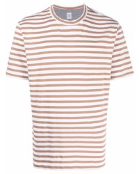 Мужская коричневая футболка с круглым вырезом в горизонтальную полоску от Eleventy