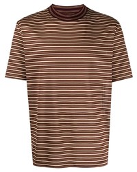Мужская коричневая футболка с круглым вырезом в горизонтальную полоску от Lanvin