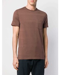 Мужская коричневая футболка с круглым вырезом в горизонтальную полоску от The Gigi