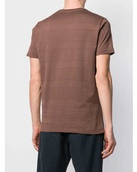 Мужская коричневая футболка с круглым вырезом в горизонтальную полоску от The Gigi