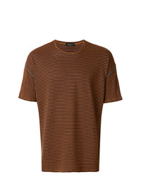 Мужская коричневая футболка с круглым вырезом в горизонтальную полоску от Roberto Collina