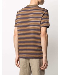 Мужская коричневая футболка с круглым вырезом в горизонтальную полоску от Sandro Paris