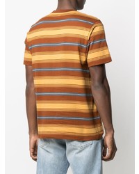 Мужская коричневая футболка с круглым вырезом в горизонтальную полоску от Carhartt WIP