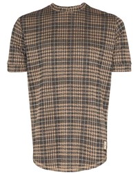 Мужская коричневая футболка с круглым вырезом в шотландскую клетку от Prevu