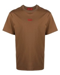 Мужская коричневая футболка с круглым вырезом с вышивкой от 424