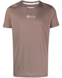 Мужская коричневая футболка с круглым вырезом с вышивкой от Alpha Industries