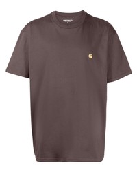 Мужская коричневая футболка с круглым вырезом с вышивкой от Carhartt WIP