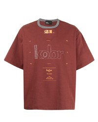 Мужская коричневая футболка с круглым вырезом с вышивкой от Kolor