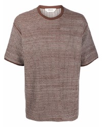 Мужская коричневая футболка с круглым вырезом с геометрическим рисунком от Z Zegna