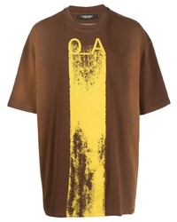 Мужская коричневая футболка с круглым вырезом с принтом от A-Cold-Wall*