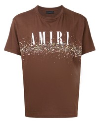 Мужская коричневая футболка с круглым вырезом с принтом от Amiri