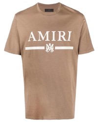 Мужская коричневая футболка с круглым вырезом с принтом от Amiri
