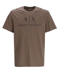 Мужская коричневая футболка с круглым вырезом с принтом от Armani Exchange