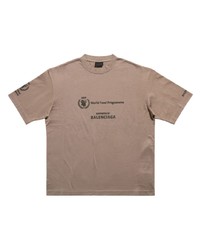 Мужская коричневая футболка с круглым вырезом с принтом от Balenciaga