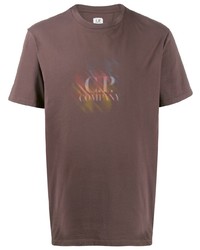 Мужская коричневая футболка с круглым вырезом с принтом от CP Company