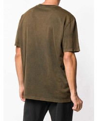 Мужская коричневая футболка с круглым вырезом с принтом от Bottega Veneta