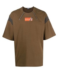 Мужская коричневая футболка с круглым вырезом с принтом от Diesel