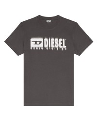 Мужская коричневая футболка с круглым вырезом с принтом от Diesel
