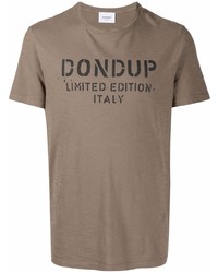 Мужская коричневая футболка с круглым вырезом с принтом от Dondup