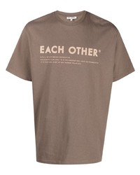 Мужская коричневая футболка с круглым вырезом с принтом от Each X Other
