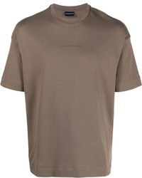 Мужская коричневая футболка с круглым вырезом с принтом от Emporio Armani