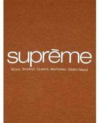 Мужская коричневая футболка с круглым вырезом с принтом от Supreme