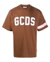 Мужская коричневая футболка с круглым вырезом с принтом от Gcds