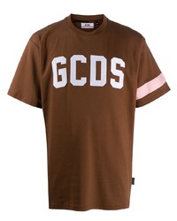 Мужская коричневая футболка с круглым вырезом с принтом от Gcds