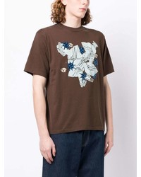 Мужская коричневая футболка с круглым вырезом с принтом от Undercover