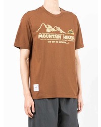 Мужская коричневая футболка с круглым вырезом с принтом от Chocoolate
