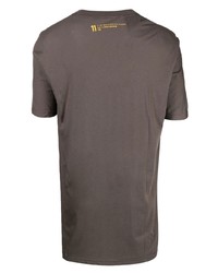 Мужская коричневая футболка с круглым вырезом с принтом от 11 By Boris Bidjan Saberi