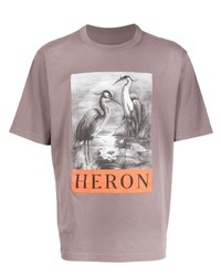 Мужская коричневая футболка с круглым вырезом с принтом от Heron Preston