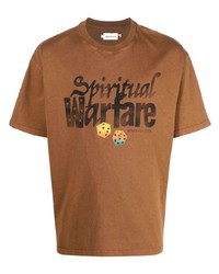 Мужская коричневая футболка с круглым вырезом с принтом от HONOR THE GIFT