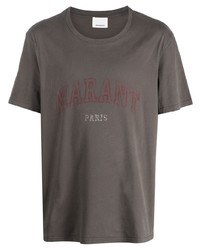 Мужская коричневая футболка с круглым вырезом с принтом от Isabel Marant
