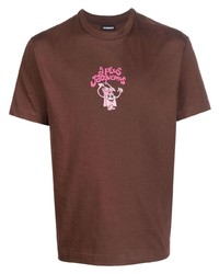 Мужская коричневая футболка с круглым вырезом с принтом от Jacquemus