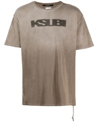 Мужская коричневая футболка с круглым вырезом с принтом от Ksubi