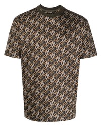 Мужская коричневая футболка с круглым вырезом с принтом от Les Hommes