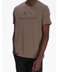 Мужская коричневая футболка с круглым вырезом с принтом от Armani Exchange