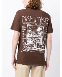 Мужская коричневая футболка с круглым вырезом с принтом от Nahmias