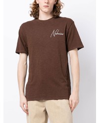 Мужская коричневая футболка с круглым вырезом с принтом от Nahmias