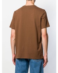 Мужская коричневая футболка с круглым вырезом с принтом от A.P.C.